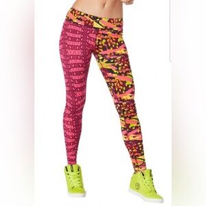 Zumba Fitness Pink and Yellow Leggings